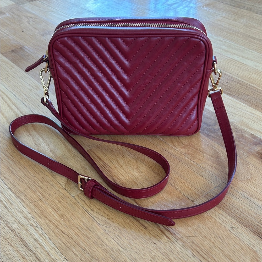 Quince Burgundy Quilted Crossbody Bag